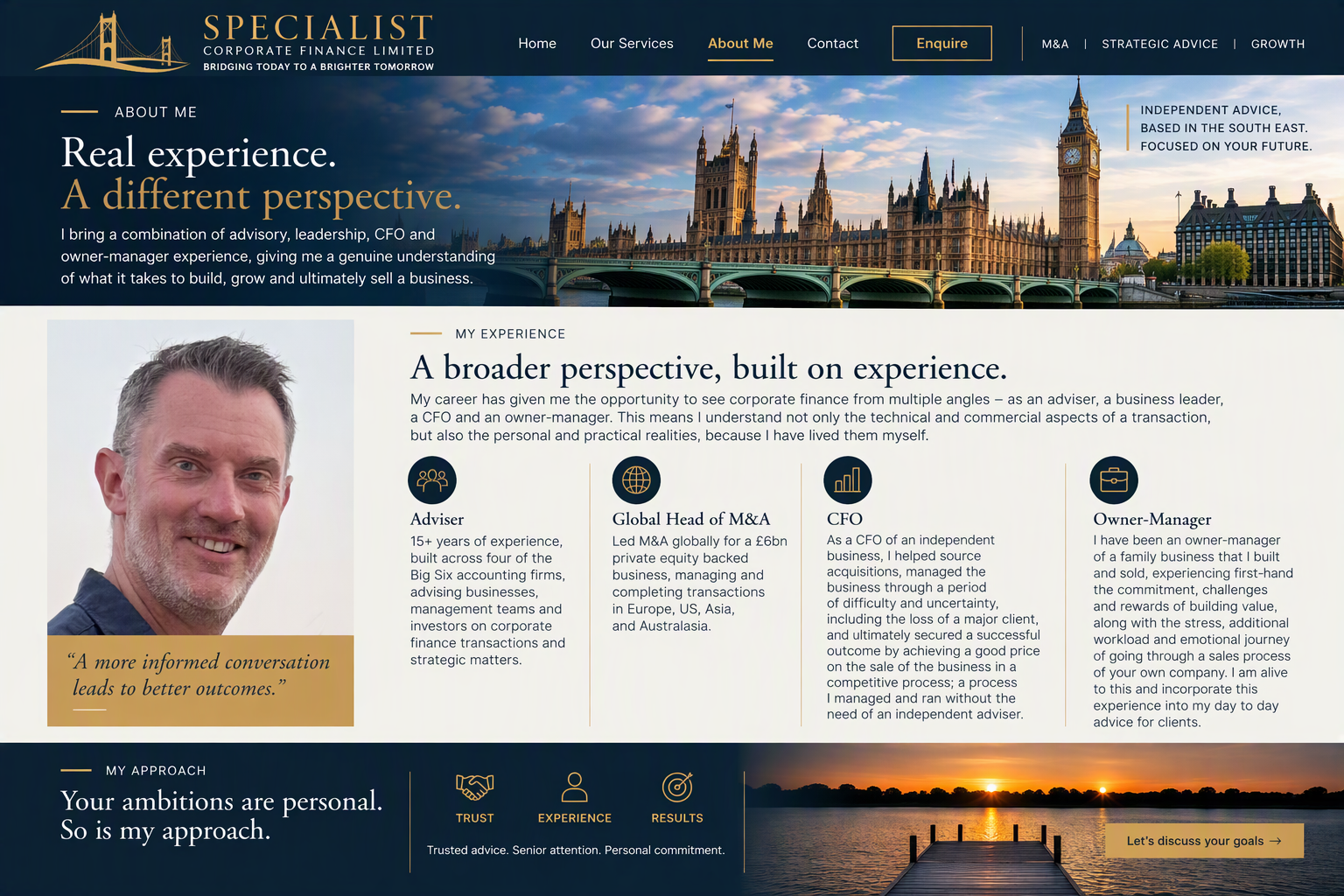 About Me | Specialist Corporate Finance Limited approved page design